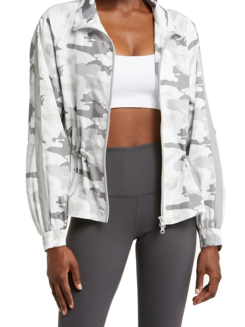 Blanc Noir Women's Tempest Water Repellent Peplum Jacket Size L  .